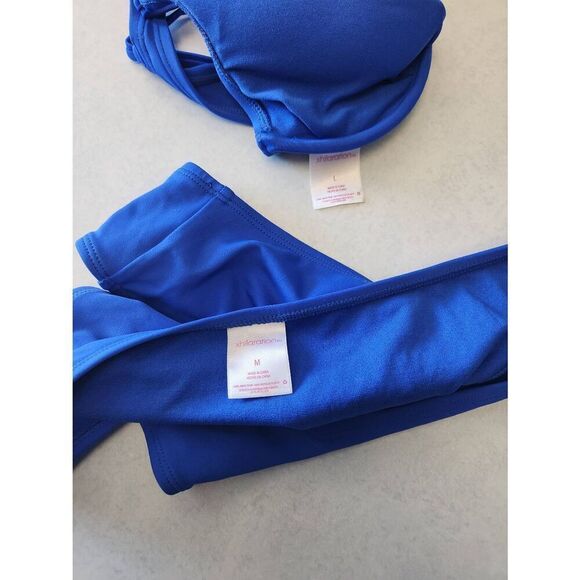 Xhilaration Blue Bikini size L Top and M Scoop Bottom - Picture 3 of 3